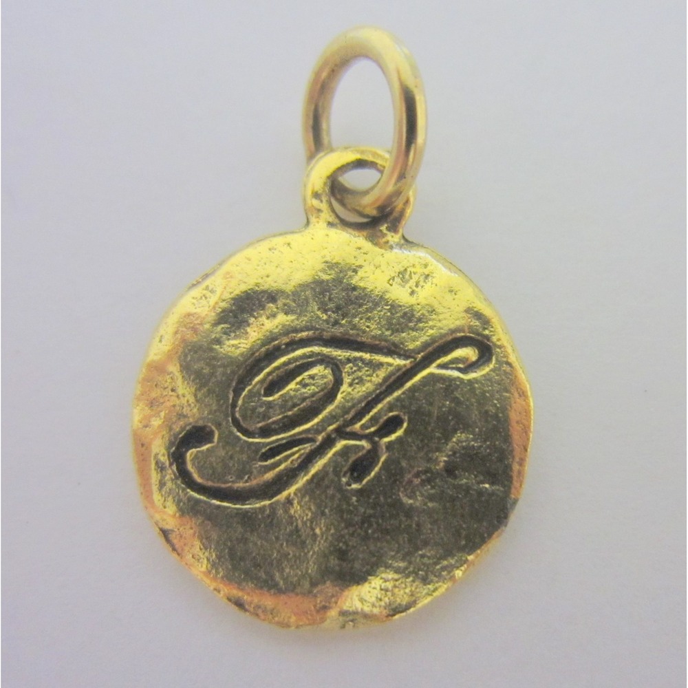Beaucoup Designs Monogram Charm Script Letter  F   NEW Gold Finish